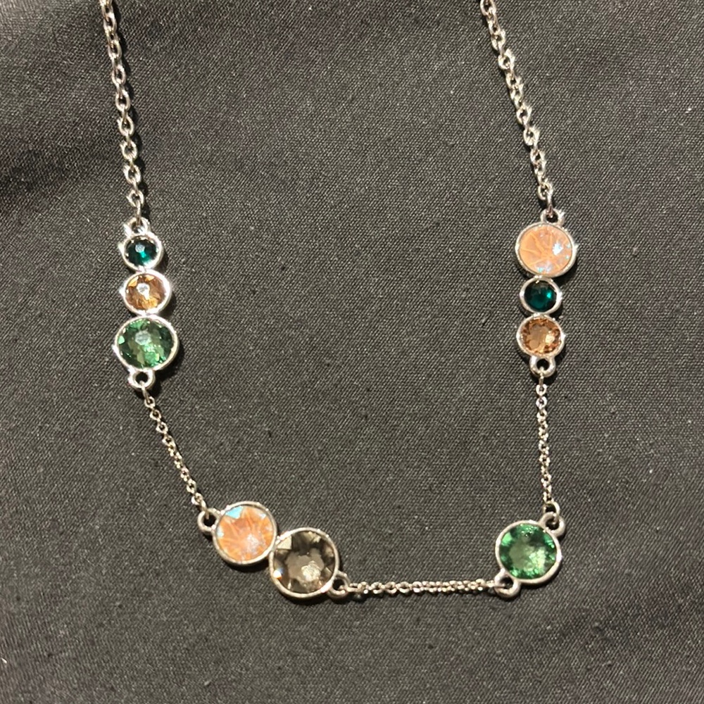 Touchstone Crystal Elegant Silver and Green Necklace